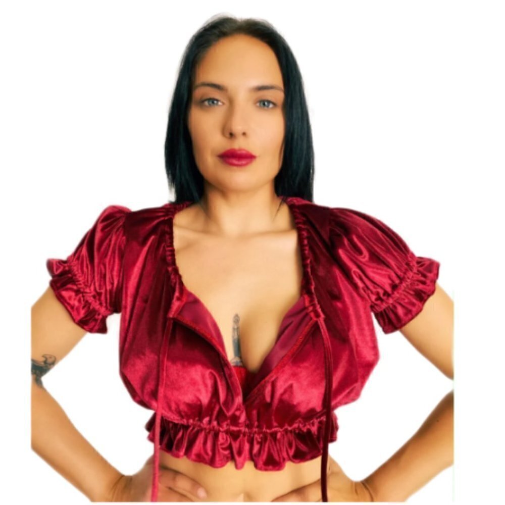 SwitchBlade Stiletto Red Lilly Peasant Top
